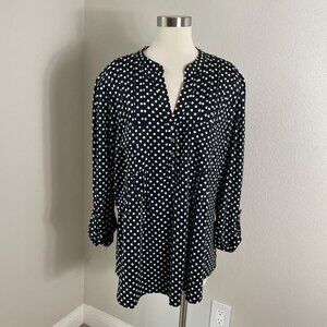 Cocomo Woman Plus 3X Black White Polka Dot Tunic Top Stretch Shirt